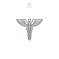 Caduceus Icon. Medical or Healthcare theme symbol vector illustration isolated on white background