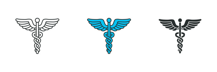 Caduceus Icon. Medical or Healthcare theme symbol vector illustration isolated on white background