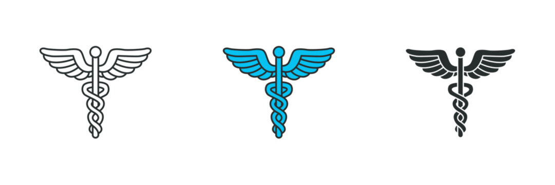 Caduceus Icon. Medical or Healthcare theme symbol vector illustration isolated on white background