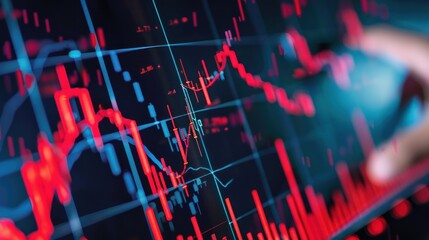 Fototapeta premium Stock trading investment graph increases statistics Digital financial business market chart growing up in economic background Trade data analysis, investment finance concept