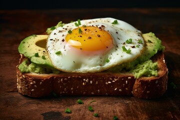 Appetizing Toast egg avocado. Cream plate meal. Generate Ai