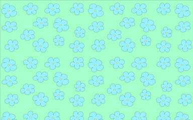 
Naive seamless seamless floral boho template with blue daisies on green background in doodle style. Scandinavian print for nursery