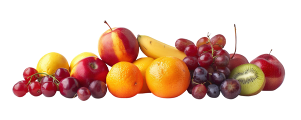 pile of various types of fruit, on a transparent background