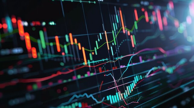 Abstract financial graph with up trend line candlestick chart in stock market