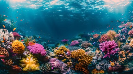 Vibrant Coral Reef Teeming with Diverse Underwater Ecosystems Showcasing the Beauty and Need for Ocean Conservation
