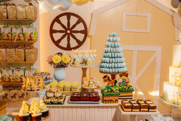 Birthday party decorations for a one-year-old.