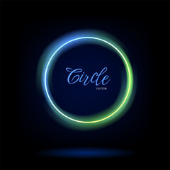 Neon swirl. Curve line light effect. Glow circles with sparkles, magic light effect. Magic circle vector. Light round frame. Rounded neon line with light effect. Energy flow tunnel.
