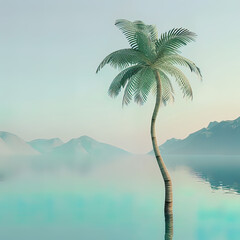 Majestic Tropical Oasis: Towering Palms and Serene Waters