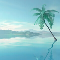 Majestic Tropical Oasis: Towering Palms and Serene Waters