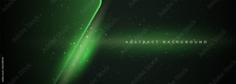 Poster dark green 3d vector abstract technology background with sparks.