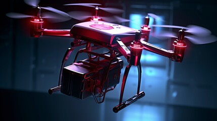 Naklejka premium A photo of a medical drone delivering blood samples.