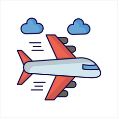 airplane icon with white background vector stock illustration