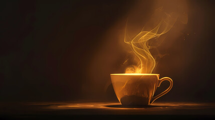 cup of glowing coffee