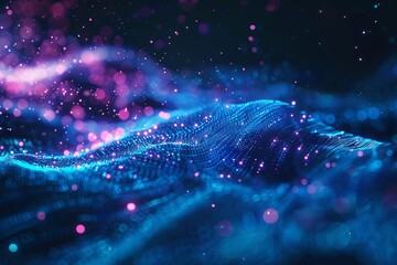 abstract futuristic digital technology background with glowing blue and purple particles ai and innovation concept