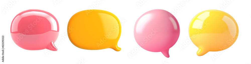Wall mural 3d speech bubble png element set on transparent background