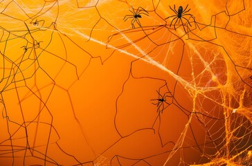 Halloween Background with Copy Space on Orange Color