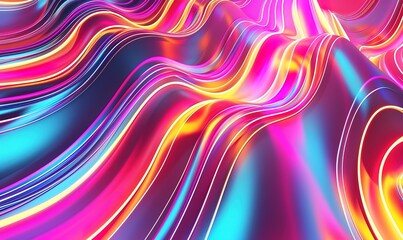 Neon wave background with glowing colorful swirls wallpaper background