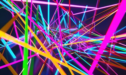 Net from neon glowing colorful lines