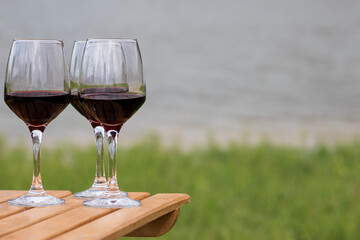 glass of wine on a table