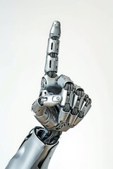 Robotic hand pointing upwards in the number one position.