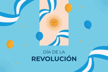 Flat 25 de mayo celebration argentina background template