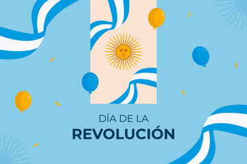 Flat 25 de mayo celebration argentina background