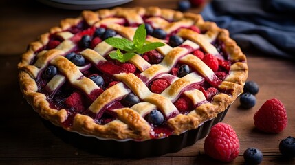 Beautiful fruit berry pie lattice crust