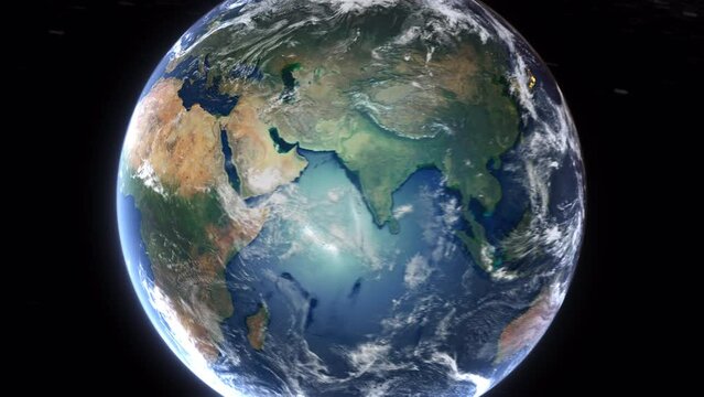 Realistic Earth From Space Zoom In Clouds Western Sahara
