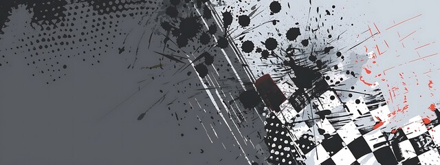 abstract background with racing flag grunge halftone