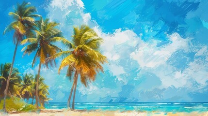 Two Palm Trees on a Beach