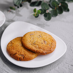 Freshly baked cookies close up