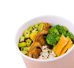 Healthy vegan buddha bowl on white background