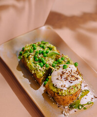 Gourmet avocado toast with toppings