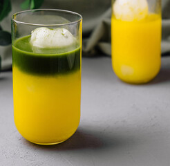 Refreshing matcha float in modern glassware
