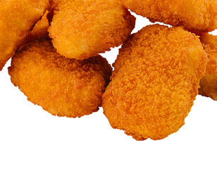 Crispy chicken nuggets isolated on white