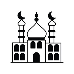 mosque icon with white background vector stock illustration