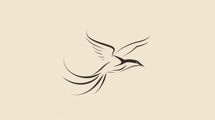 Obraz premium Elegant minimalist design of a bird soaring, using minimal lines to emphasize grace