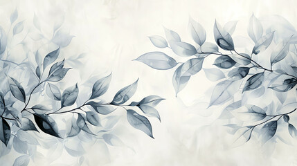 Minimalist artwork with delicate leaves in a single stroke style, creating a serene visual effect