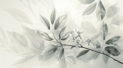 Minimalist artwork with delicate leaves in a single stroke style, creating a serene visual effect