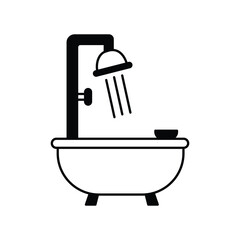 shower icon with white background vector stock illustration