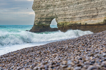 Chalk cliffs at Etretat along France's Alabaster Coast