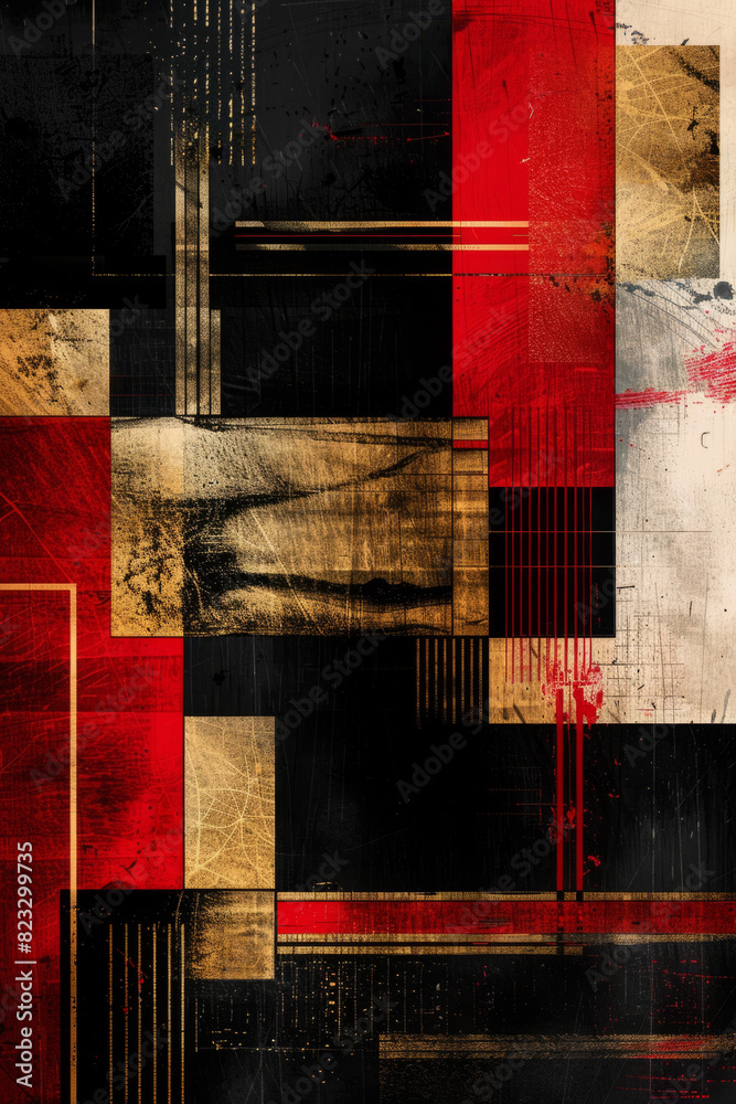 Sticker red and gold abstract vertical background or pattern, creative design template