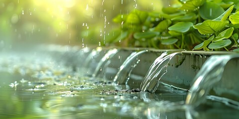 Capturing the Rain: A Close-Up of a Rainwater Harvesting System. Concept Rainwater Harvesting, Sustainable Living, Environmental Conservation, Water Management, Eco-Friendly Practices