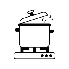 cooking pot icon with white background vector stock illustration