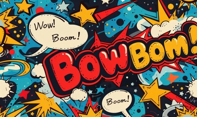 Obraz premium A pattern inspired by 90s pop art, featuring comic book-style graphics