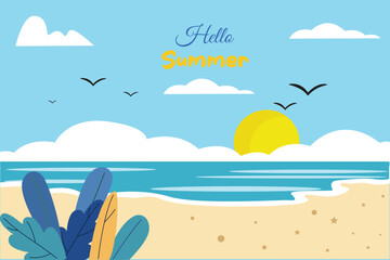 Summer Concept. Colored flat vector illustration isolated.
