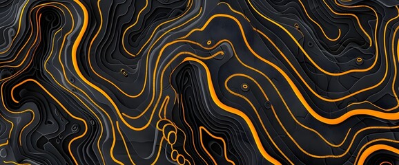 Topographic line map pattern background vector illustration with dark blue and gold colors, topographical lines, vector art style, flat design, high resolution, top down view in the style of vector ar