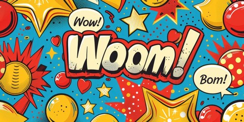 Obraz premium A pattern inspired by 90s pop art, featuring comic book-style graphics