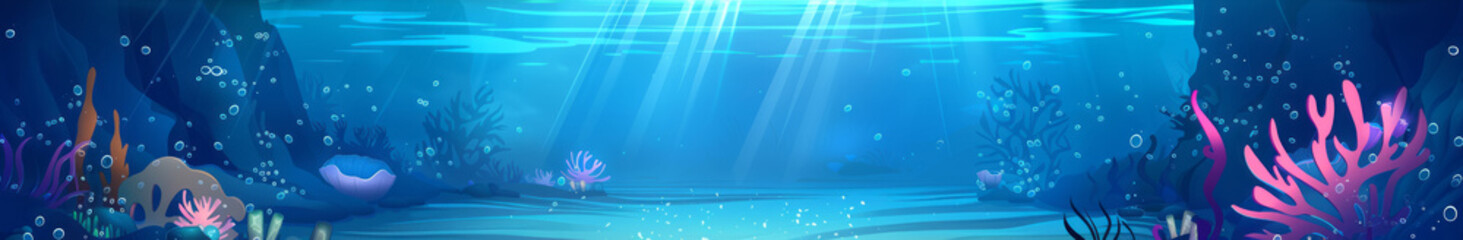 Abstract background with underwater theme, web site header or footer template