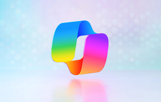 Valencia, Spain - January, 2024: Microsoft Copilot AI works on the Microsoft 365 apps with Artificial Intelligence in real time. Icon logo isolated icon in 3D rendering